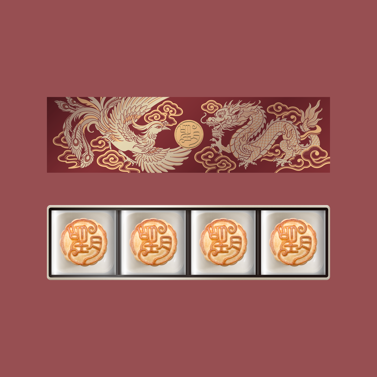 奶黃雙拼月餅 （4件禮盒裝）
